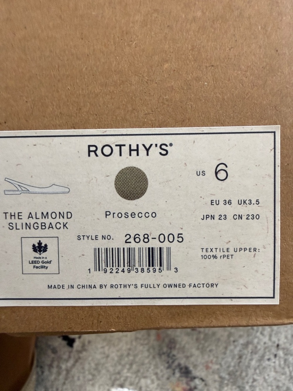 Rothy's Almond Toe Slingback Flats in Prosecco size 6 - Picture 9 of 9
